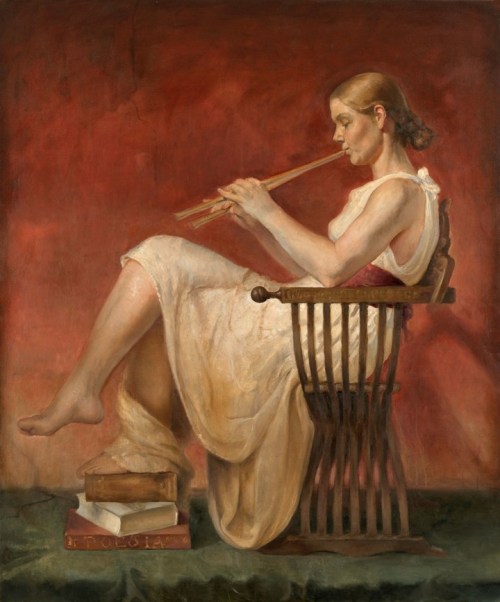 Euterpe - Apollo and the Muses - Helene Knoop 1979 - Norwegian Figurative painter - Tutt'Art@