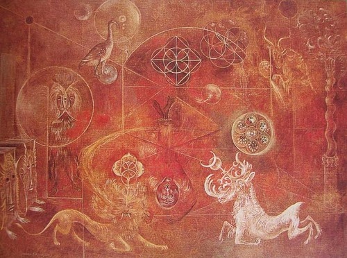 Leonora Carrington - "The Burning of Giordano Bruno" (1964)